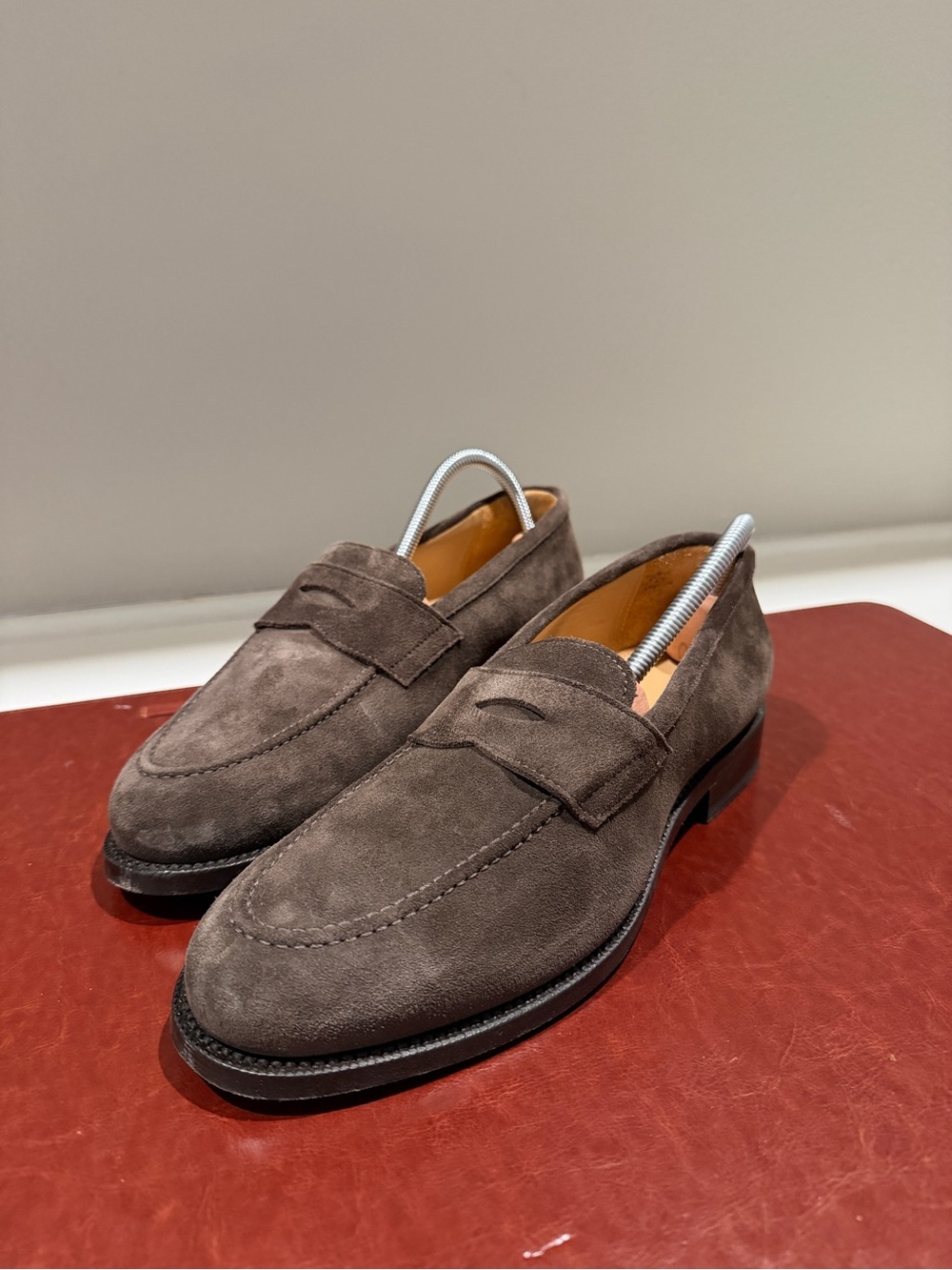 Suit Supply Men’s Suede Penny Loafers in Dark Brown